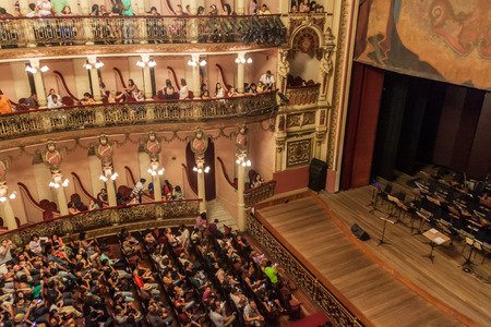 MANAUS, BRAZIL - JULY 26, 2015: People visit a concert in Teatro Amazonas, famous theater building in Manaus, Brazilのeditorial素材