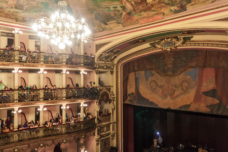 MANAUS, BRAZIL - JULY 26, 2015: People visit a concert in Teatro Amazonas, famous theater building...