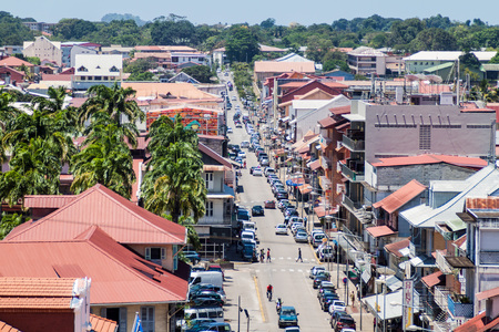 CAYENNE, FRENCH GUIANA - AUGUST 3, 2015: Rue de Remire street in the center of Cayenne, capital of French Guiana.のeditorial素材
