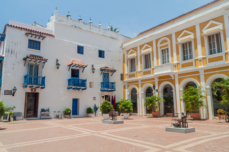 Plaza de San Pedro Claver square in Cartagena, Colombiaの写真素材