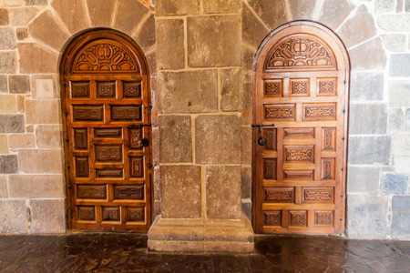CUZCO, PERU - MAY 23, 2015: Doors in convent Santo Domingo in Cuzco, Peru.のeditorial素材