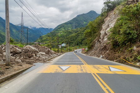 BANOS, ECUADOR - JUNE 22, 2015: View of the road Banos - Puyo, Ecuadorのeditorial素材