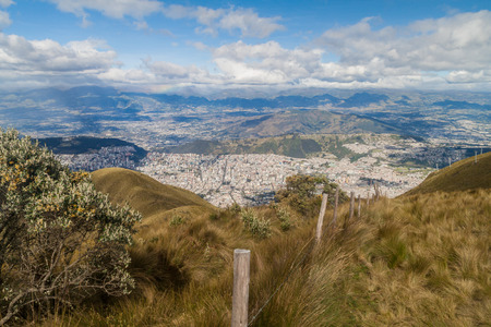 Quito, capital of Ecuador, as viewed from lookout Cruz Loma.の写真素材