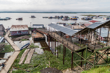 IQUITOS, PERU - JUNE 17, 2015: View of a port Puerto de Productores in Iquitos, Peruのeditorial素材