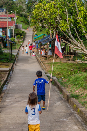 PANTOJA, PERU - JULY 10, 2015: Children in a small village Pantoja, Peruのeditorial素材