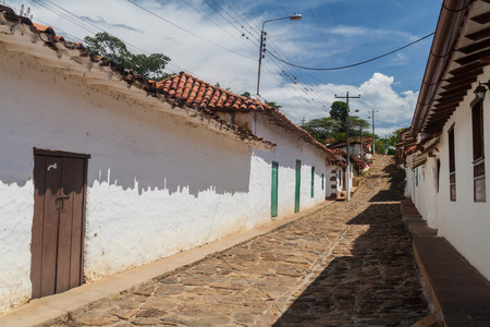 Old colonial buildings in Guane village, Colombiaの写真素材