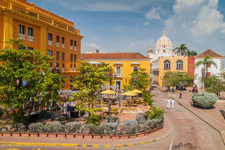CARTAGENA DE INDIAS, COLOMBIA - AUG 28, 2015: Plaza Santa Teresa square in the center of Cartagena.のeditorial素材