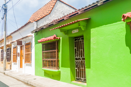 View of the colorful houses in center of Cartagena, Colombia.のeditorial素材