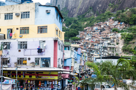 RIO DE JANEIRO, BRAZIL - JAN 29: View of  favela Rocinha in Rio de Janeiro, Brazilのeditorial素材