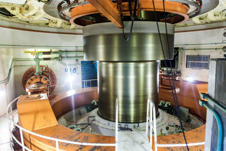 Turbine shaft of Itaipu dam on river Parana on the border of Brazil and Paraguayのeditorial素材