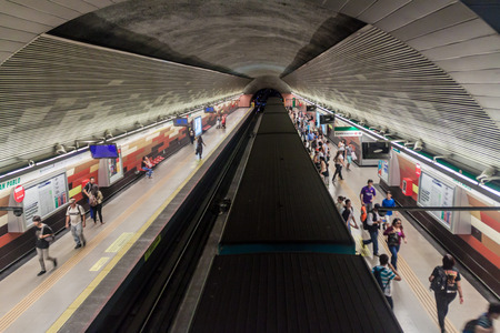 SANTIAGO, CHILE - MARCH 28, 2015: View of a metro station in Santiago de Chile
