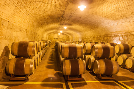 CHACRAS DE CORIA, ARGENTINA - AUG 1, 2015: Wine cellar of winery Altavista in Chacras de Coria village, near Mendoza, Argentinaのeditorial素材