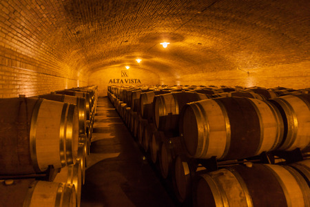 CHACRAS DE CORIA, ARGENTINA - AUG 1, 2015: Wine cellar of winery Altavista in Chacras de Coria village, near Mendoza, Argentinaのeditorial素材