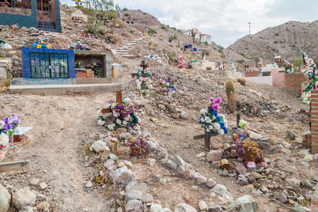 Cemetery in village Maimara in Quebrada de Humahuaca valley, Argentinaの写真素材