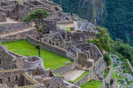 Aerial view of Machu Picchu ruins, Peruの写真素材