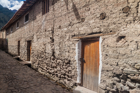 One of ancient houses of Ollantaytambo village, Sacred Valley of Incas, Peruの写真素材