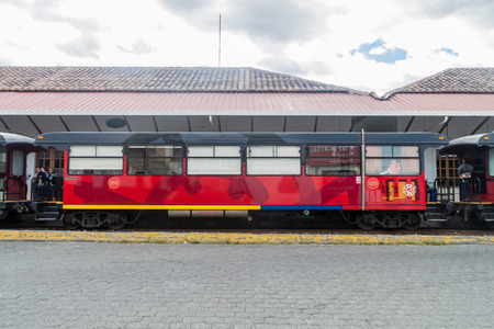 IBARRA, ECUADOR - JUNE 28, 2015: Train in the railway station in Ibarra town, Ecuadorのeditorial素材