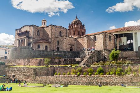 CUZCO, PERU - MAY 23, 2015: Qorikancha ruins and convent Santo Domingo in Cuzco, Peru.のeditorial素材