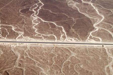 Aerial view of Panamericana highway near Nazca, Peru