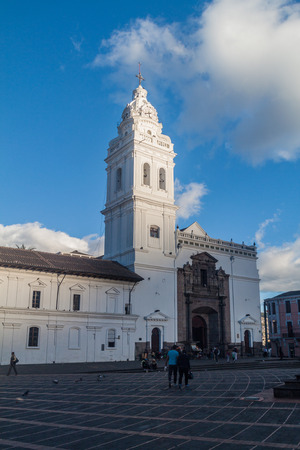 QUITO, ECUADOR - JUNE 23, 2015: Church Santo Domingo on Plaza Santo Domingo square in old town of Quito, Ecuadorのeditorial素材