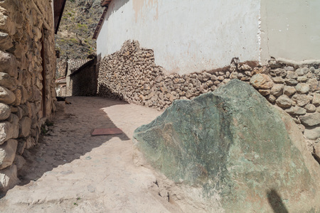 One of ancient alleys of Ollantaytambo village, Sacred Valley of Incas, Peruの写真素材