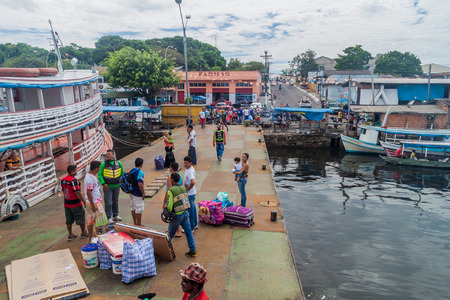 ORIXIMINA, BRAZIL - JUNE 28, 2015: View of a pier in a port in Oroxomina town, Brazilのeditorial素材