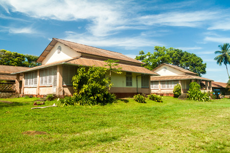 Buildings of former penal colony at Ile Royale, one of the islands of Iles du Salut (Islands of Salvation) in French Guianaのeditorial素材