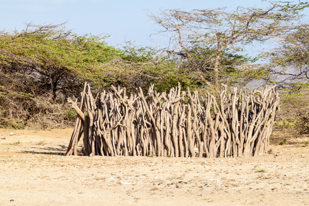 Wooden fence on La Guajira peninsula, Colombia