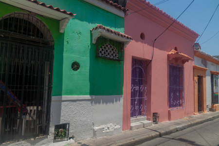 Old colonial houses in center of Cartagena, Colombia.のeditorial素材