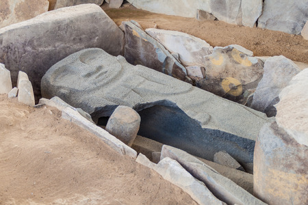 Sarcofagus in a tomb located at Alto de los Idolos archeological site near San Agustin, Colombia