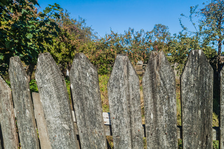Old wooden fence in Curaco de Velez village, Isla Quinchao island, Chileの写真素材