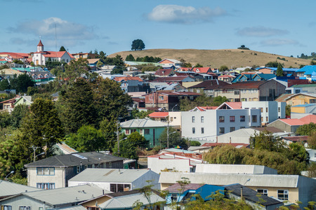 View of town Ancud, Chiloe island, Chile.の写真素材