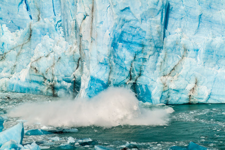 Icebergs falling off Perito Moreno glacier in Patagonia, Argentinaの写真素材