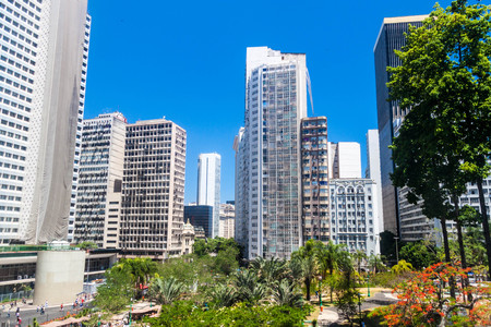View of skyscrapers in the center of Rio de Janeiro, Brazilの写真素材