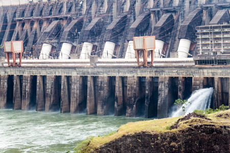 Detail of Itaipu dam on river Parana on the border of Brazil and Paraguayの写真素材