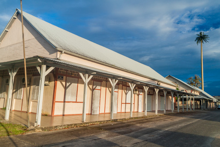 Wooden buildings in St Laurent du Maroni, French Guiana.のeditorial素材