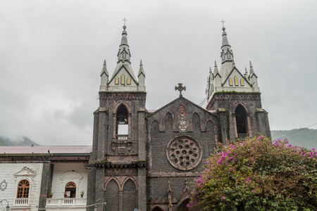 Basilica de Nuestra Senora de Agua Santa church in Banos de Agua Santa, popular tourist destination in Ecuadorの写真素材