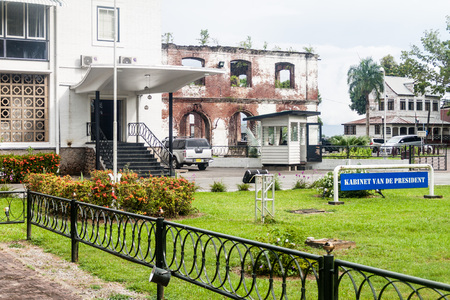 PARAMARIBO, SURINAME - AUGUST 5, 2015: Presidential office in Paramaribo, capital of Suriname.のeditorial素材