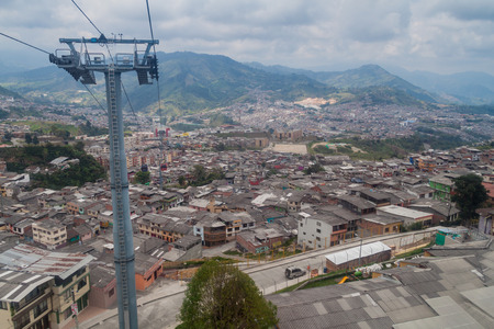Cable car in Manizales, Colombia.This line connects bus terminal and the city center.の写真素材