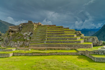 Intihuatana astronomical observatory at Machu Picchu ruins, Peruの写真素材