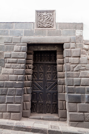 Ancient Inca door of a house in Cuzco, Peru.の写真素材