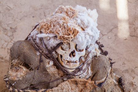 Preserved mummy in a tomb of Chauchilla cemetery in Nazca, Peruのeditorial素材
