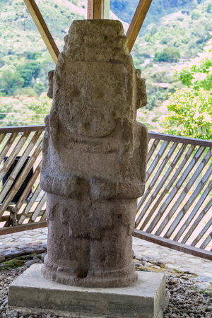 Ancient statue at El Tablon site in Tierradentro, Colombia.の写真素材