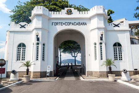 RIO DE JANEIRO, BRAZIL - JANUARY 27, 2015: Gate of Copacabana Fort in Rio de Janeiroのeditorial素材