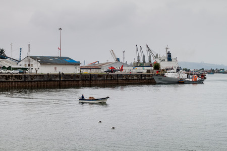 PUERTO MONTT, CHILE - MARCH 1, 2015: View of a harbor in Puerto Montt, Chileのeditorial素材