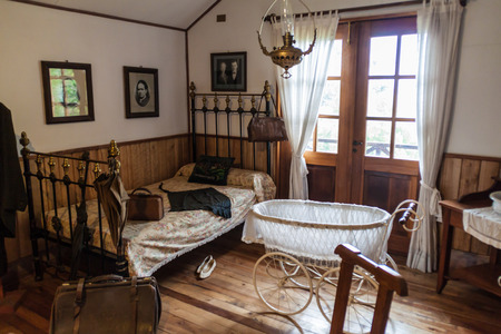 FRUTILLAR, CHILE - MARCH 1, 2015: Interior of a traditional house in Historic German Colonial Museum in Frutillar village. The region is known for a strong population of german immigrants.のeditorial素材