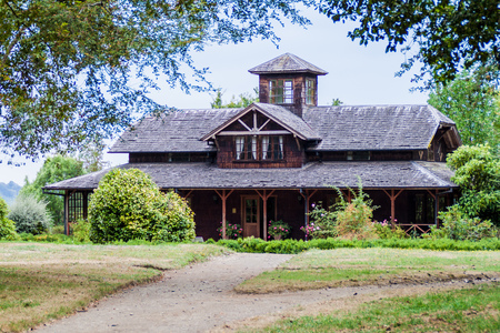 Wooden house in Frutillar village, Chileのeditorial素材