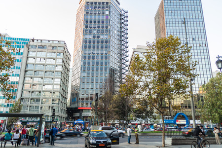 SANTIAGO, CHILE - MARCH 27, 2015: View of Avenida Libertador Bernardo O'Higgins avenue in Santiago, Chileのeditorial素材