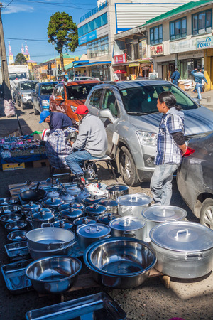 CASTRO, CHILE - MAR 21, 2015: Street market in Castro, Chiloe island, Chileのeditorial素材