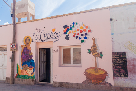 TILCARA, ARGENTINA  - APRIL 10, 2015: Traditional restaurant La Chueca in Tilcara village.のeditorial素材